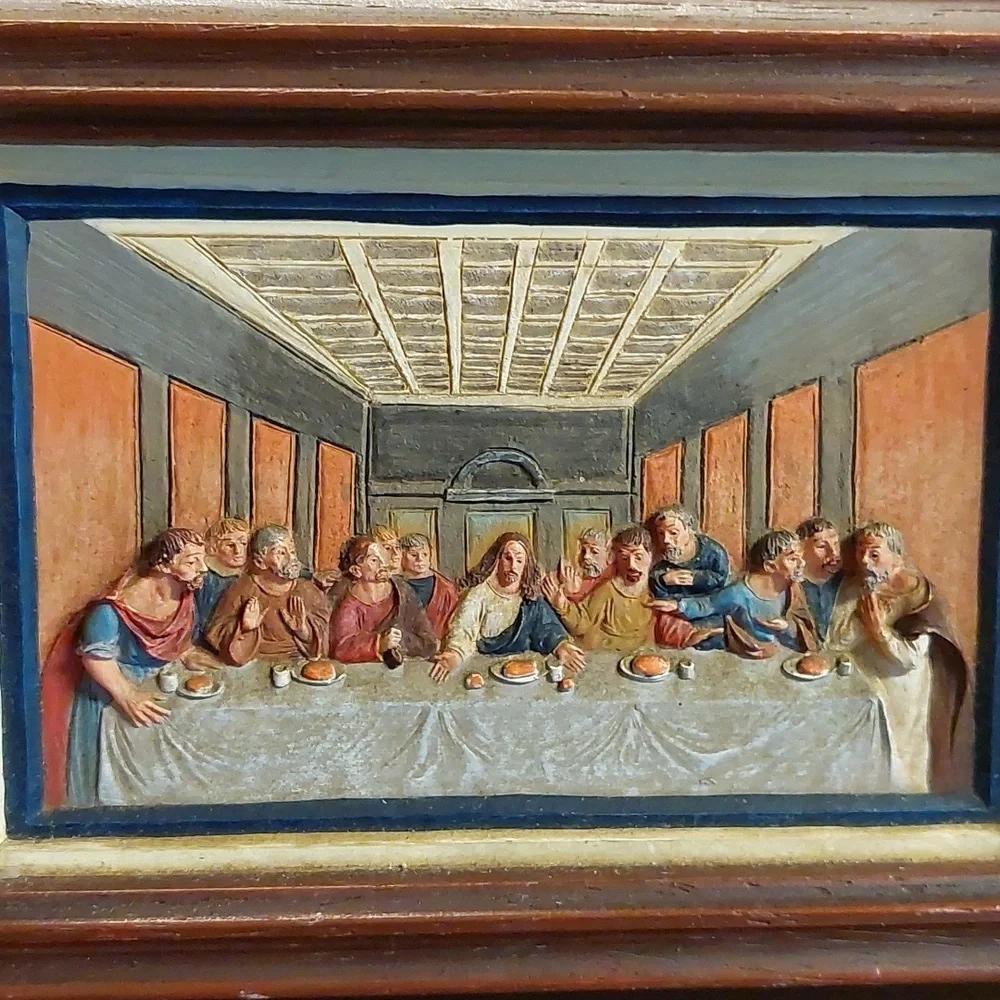 Vintage Stand alone 3D The Last Supper Framed Art - Picture 4 of 4